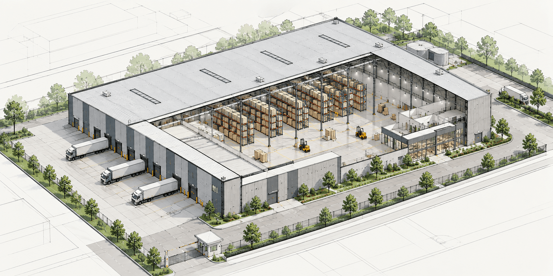 Warehouse engineering cross-section